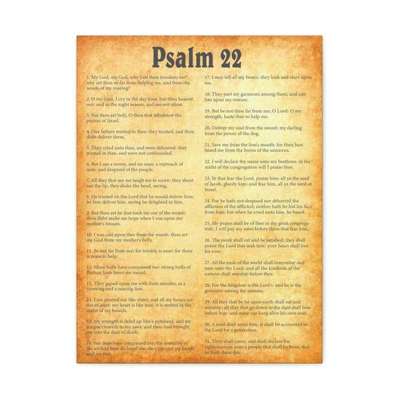 Scripture Sign Psalm 22 Chapter Gold Bible Canvas Christian Wall Art Ready to H